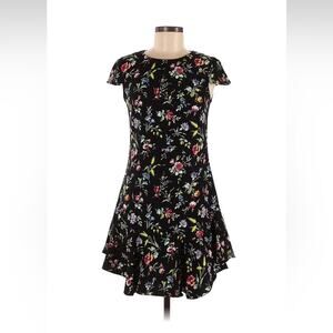 Likely black and floral print drop waist dress, size 6